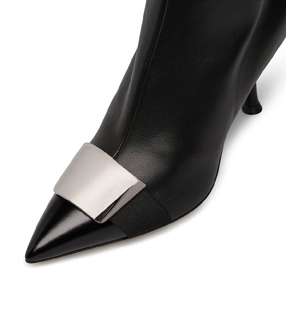 Loriblu Stivaletto in nappa nera con placca Logo metal Vendite Flash