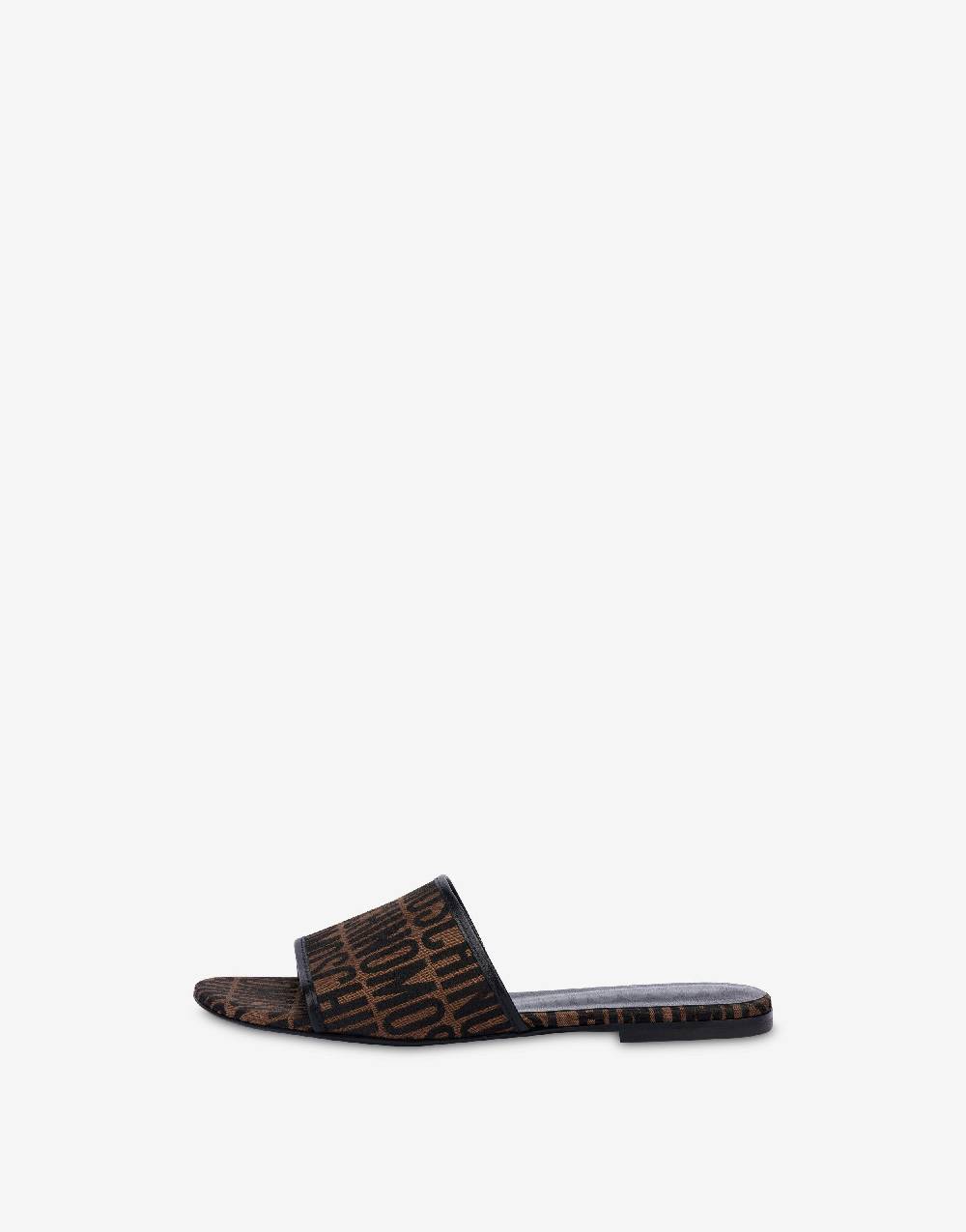 Love Moschino Sandali flat in nylon Allover Logo Italia