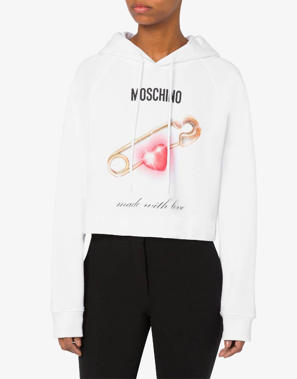 Love Moschino Felpa cropped Heart Safety Pin Negozi Online