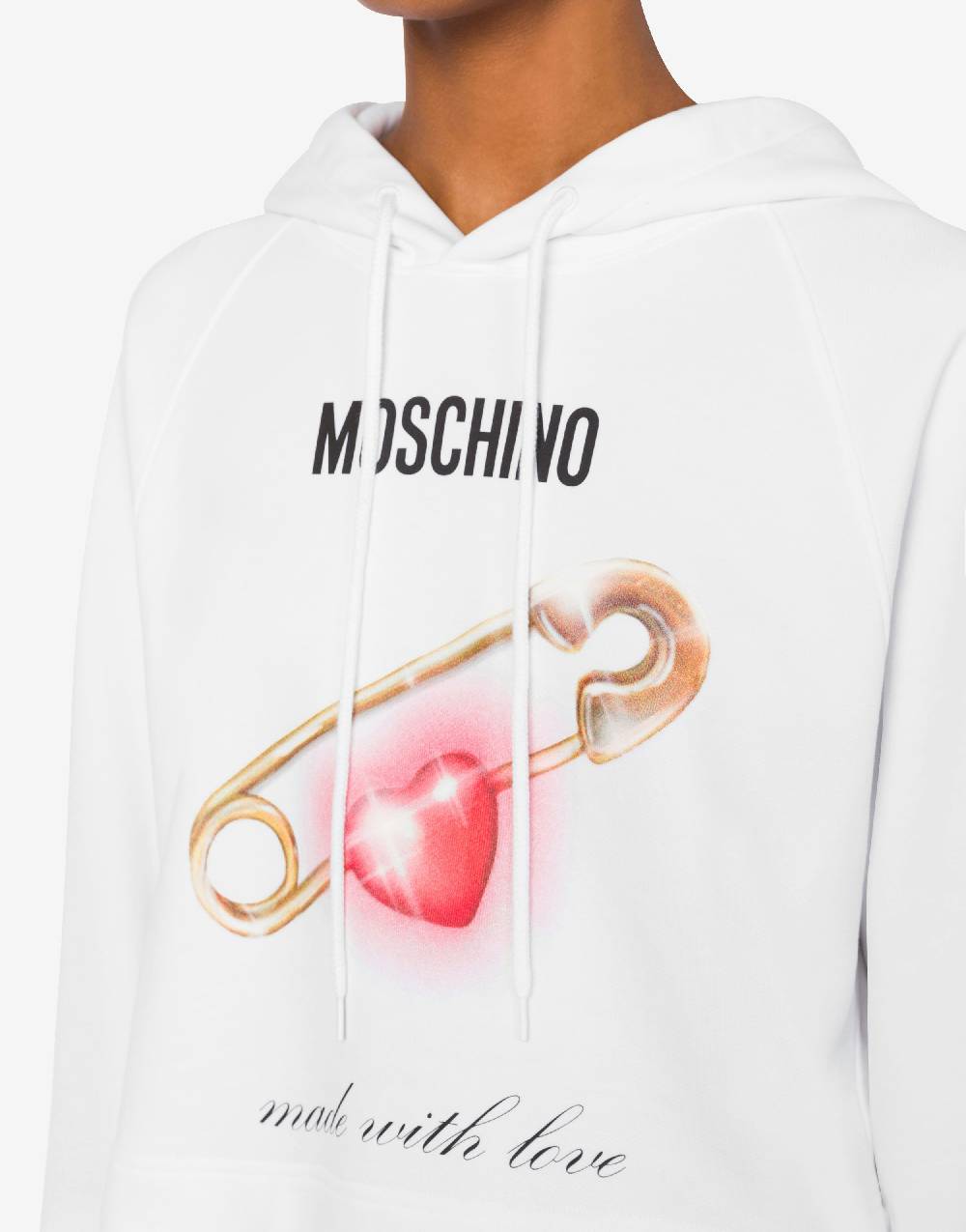 Love Moschino Felpa cropped Heart Safety Pin Negozi Online