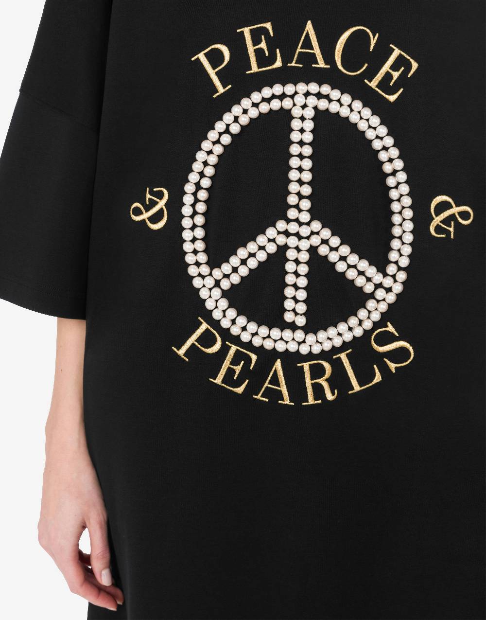 Love Moschino Abito in interlock di cotone Peace & Pearls Offerta