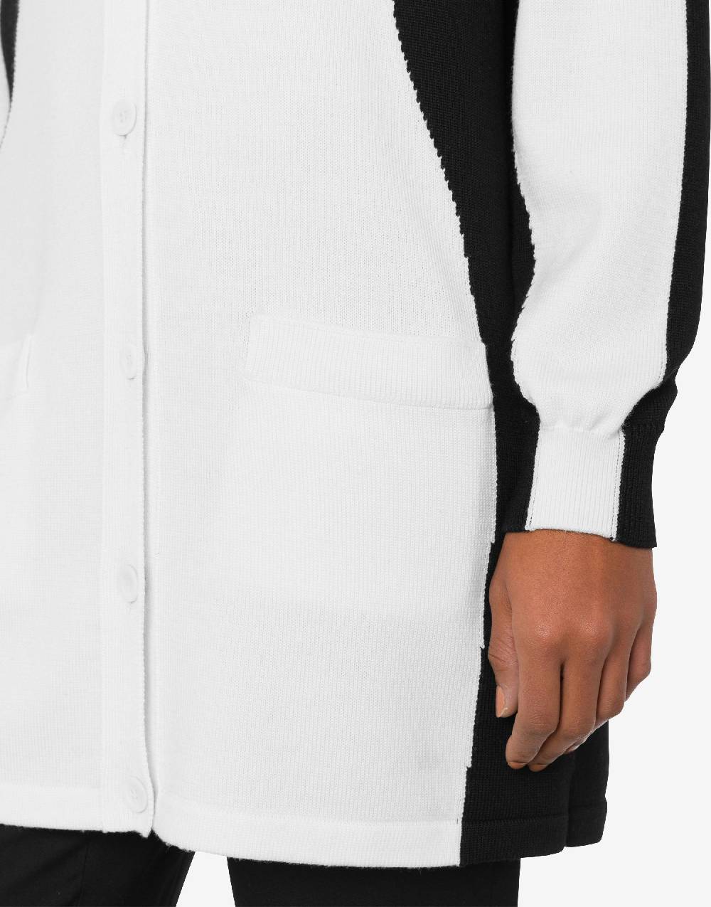 Love Moschino Cardigan in lana Black and White Economico