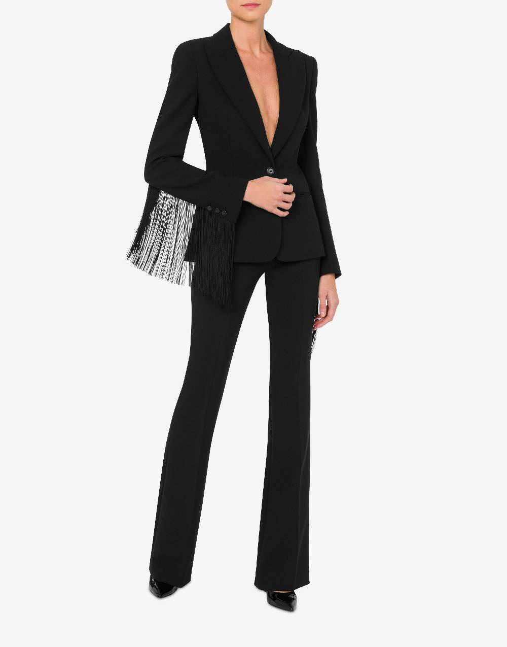 Love Moschino Giacca in crêpe con frange Nuovo