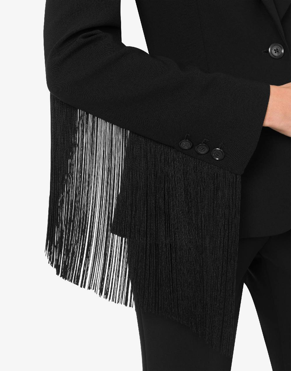 Love Moschino Giacca in crêpe con frange Nuovo