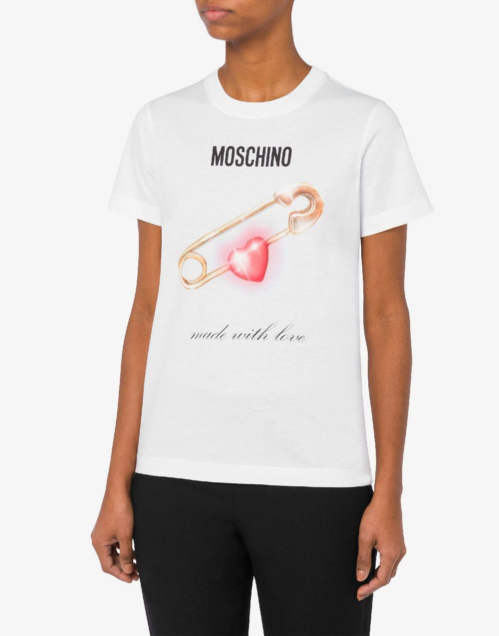 Love Moschino T-shirt Heart Safety Pin Presa