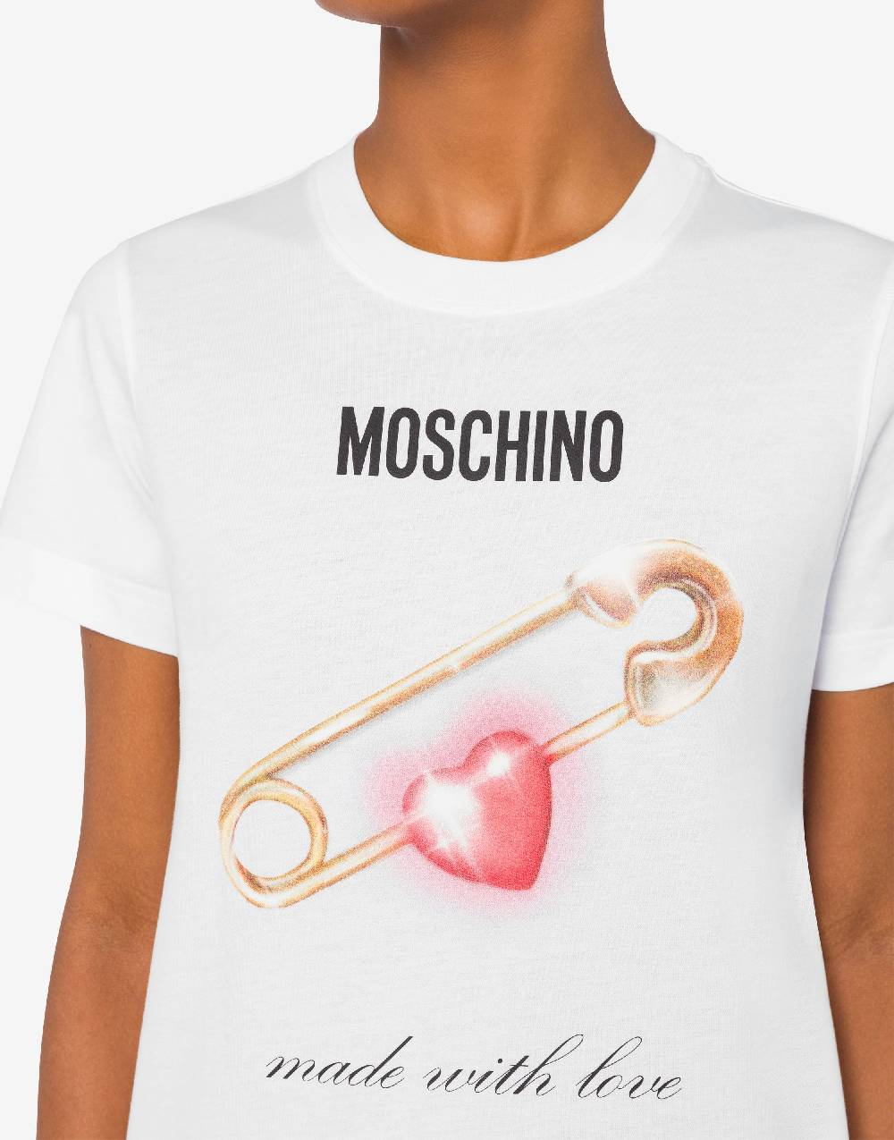 Love Moschino T-shirt Heart Safety Pin Presa