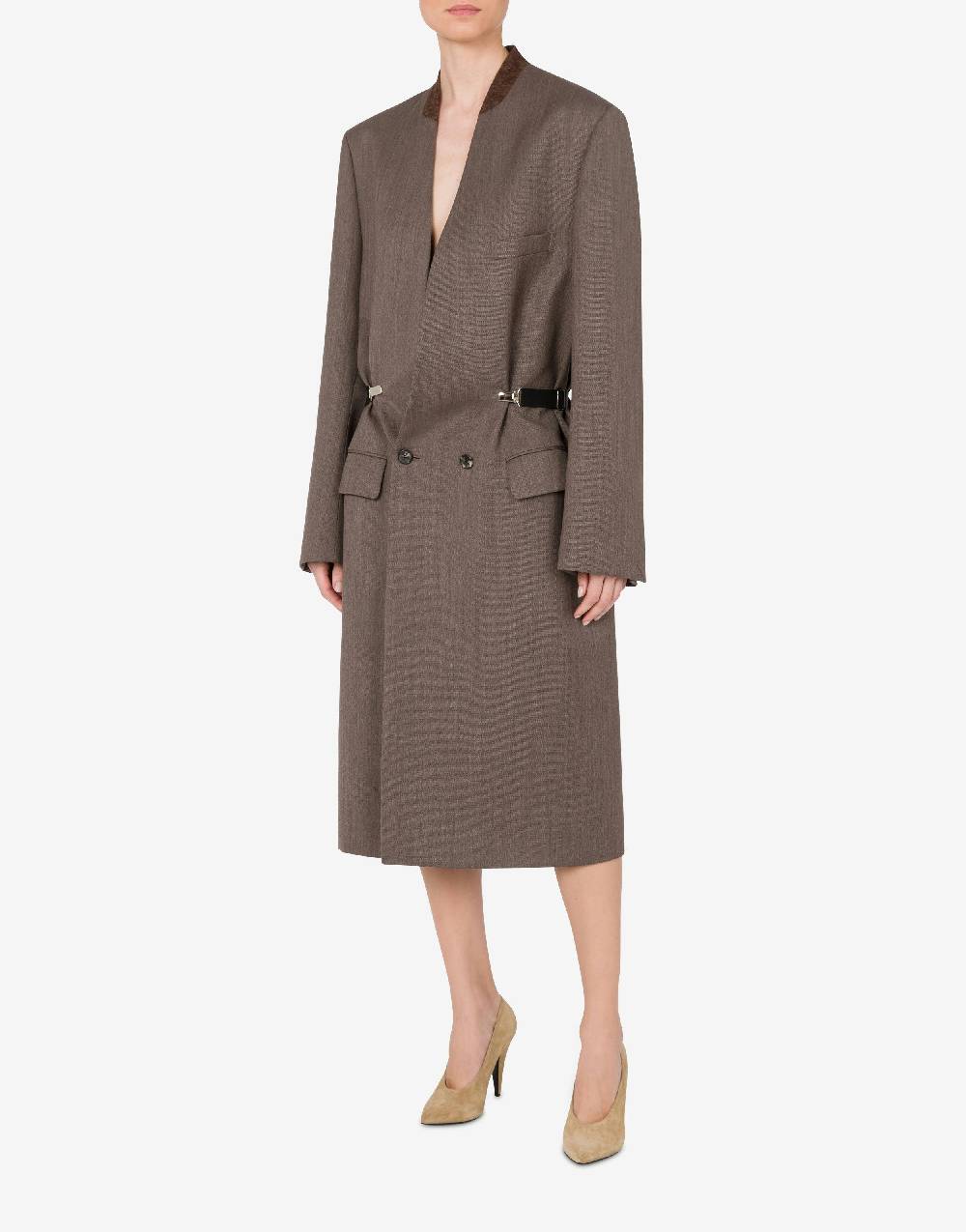 Love Moschino Cappotto in tela di lana Saldi