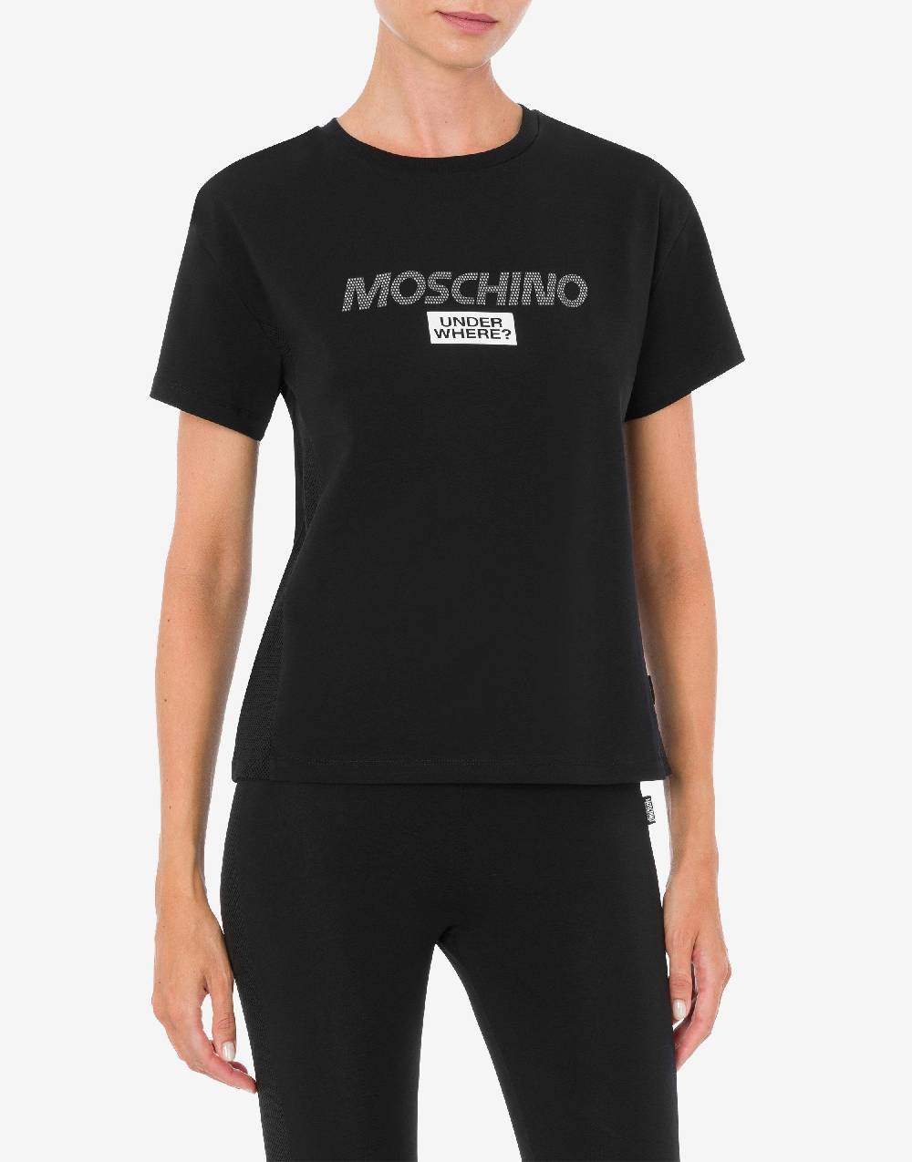Love Moschino T-shirt in jersey stretch Mesh Logo Vendite Flash