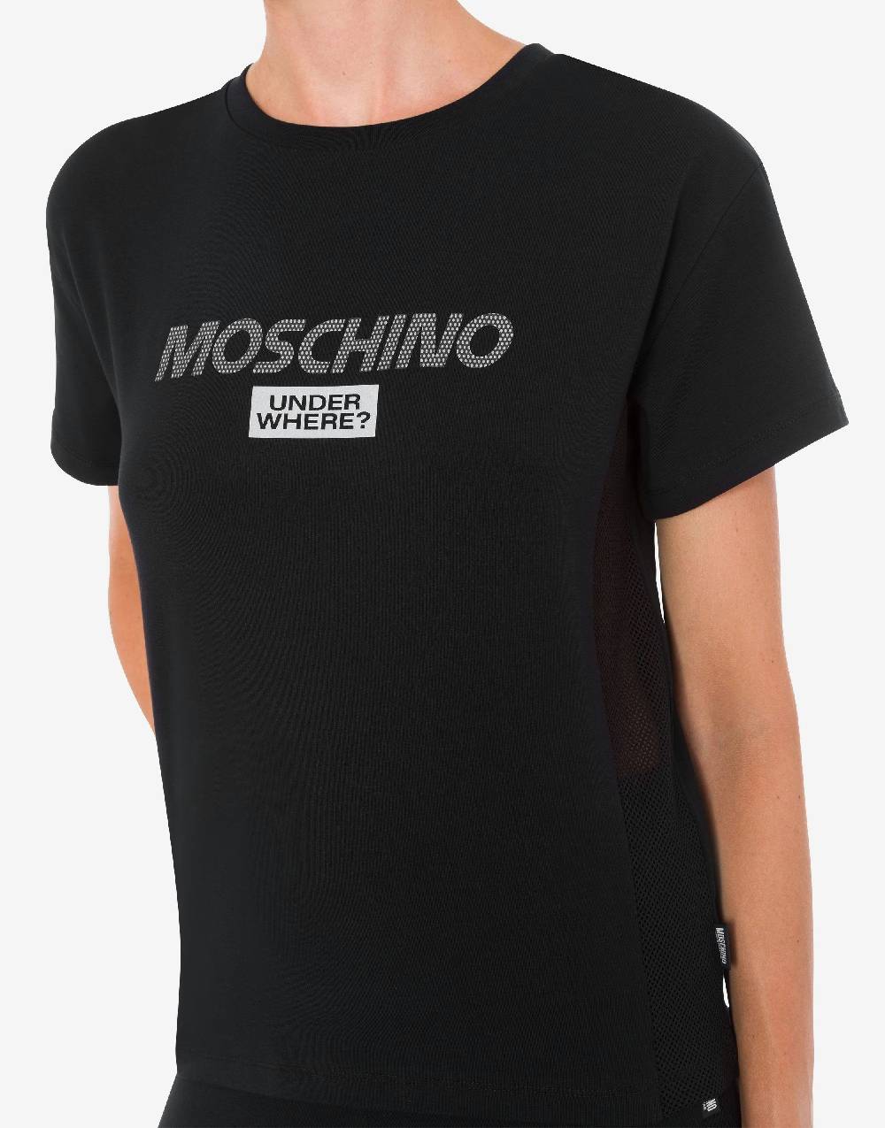 Love Moschino T-shirt in jersey stretch Mesh Logo Vendite Flash