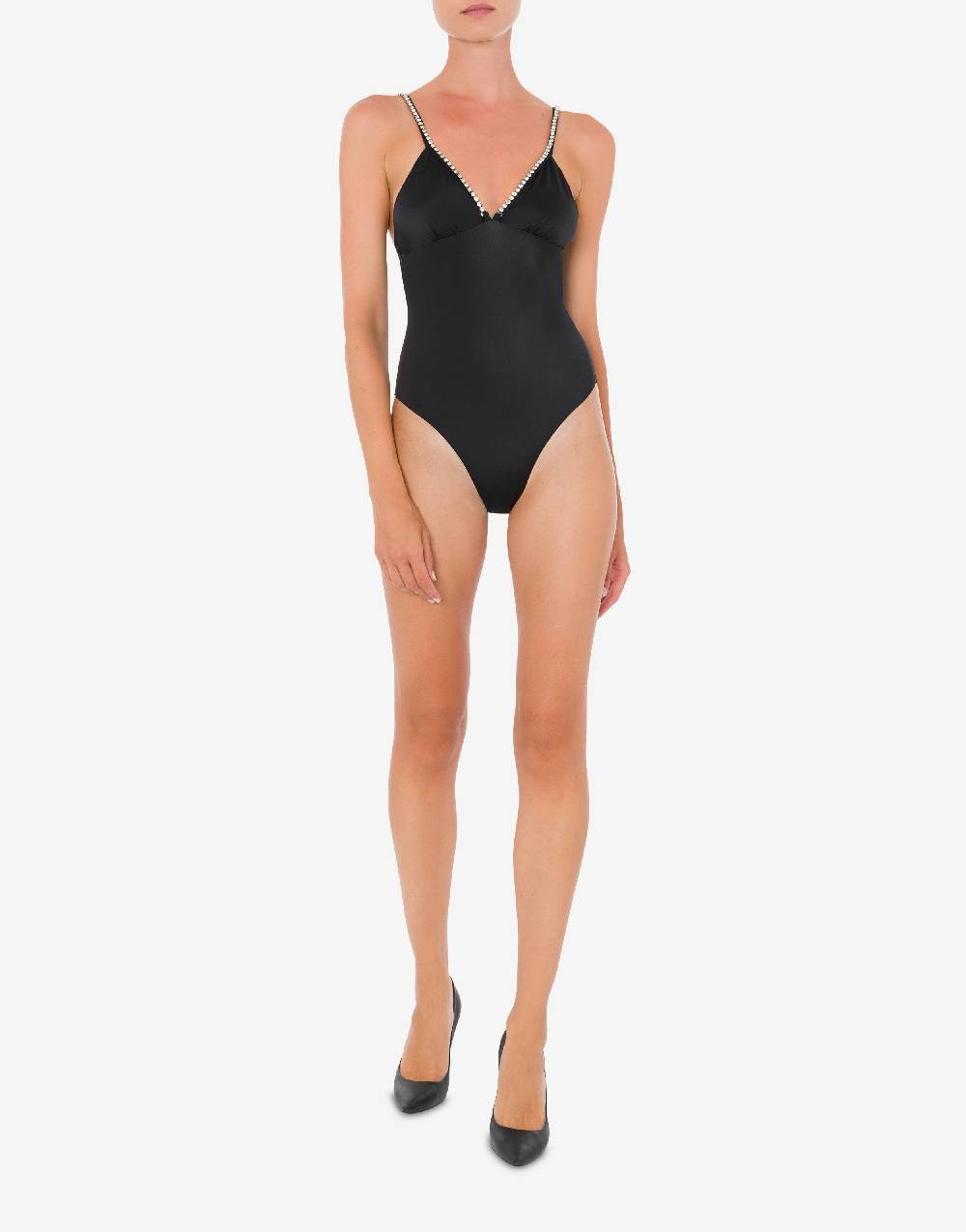 Love Moschino Costume intero Shiny Silver Logo Spedizione Gratuita