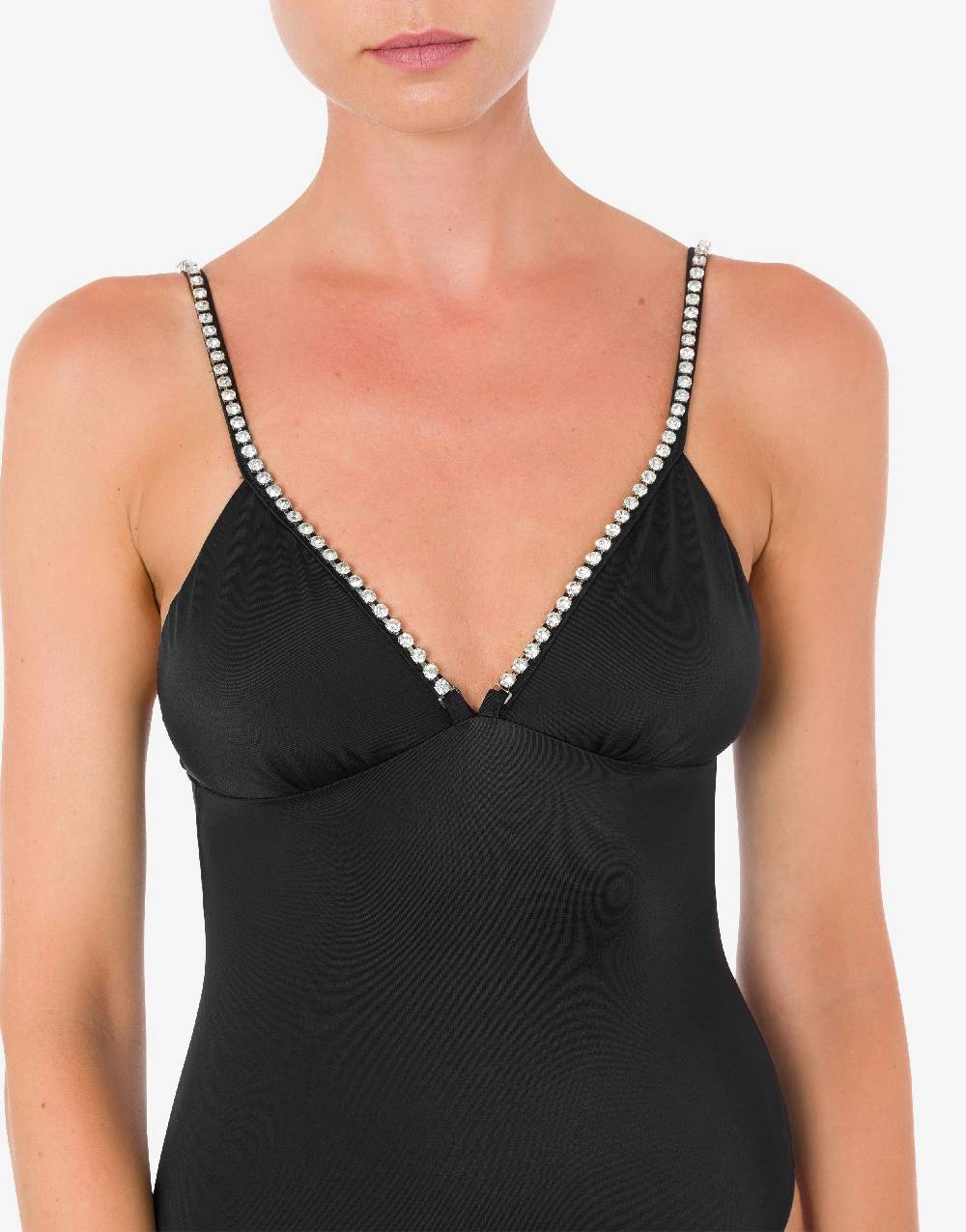 Love Moschino Costume intero Shiny Silver Logo Spedizione Gratuita