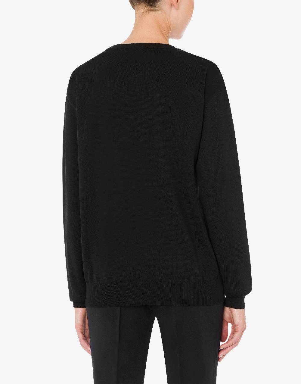 Love Moschino Pullover in cotone Drawn Teddy Bear Qualità Garantita