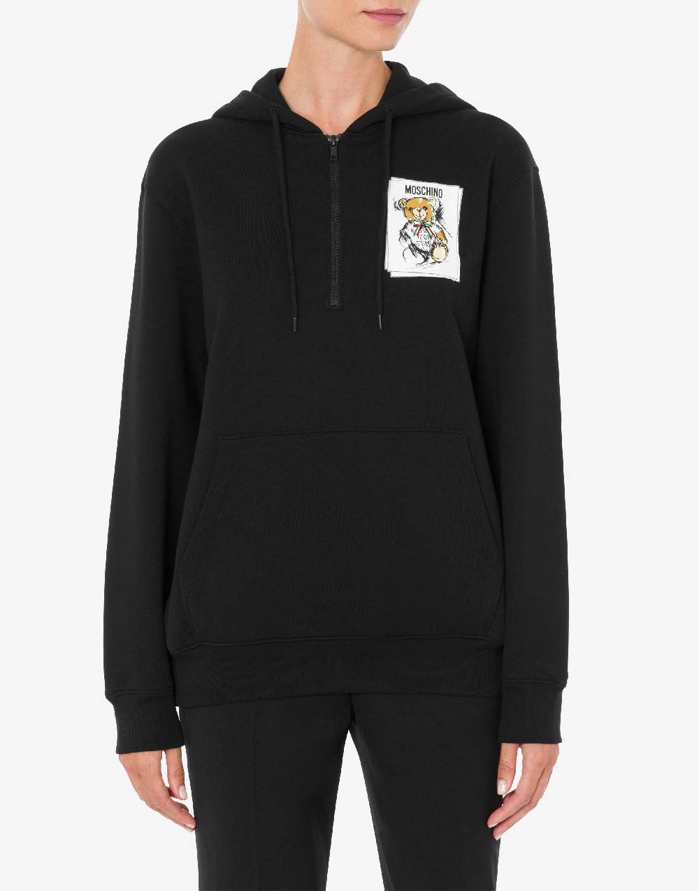 Love Moschino Felpa con cappuccio e zip Drawn Teddy Bear Soddisfazione Garantita