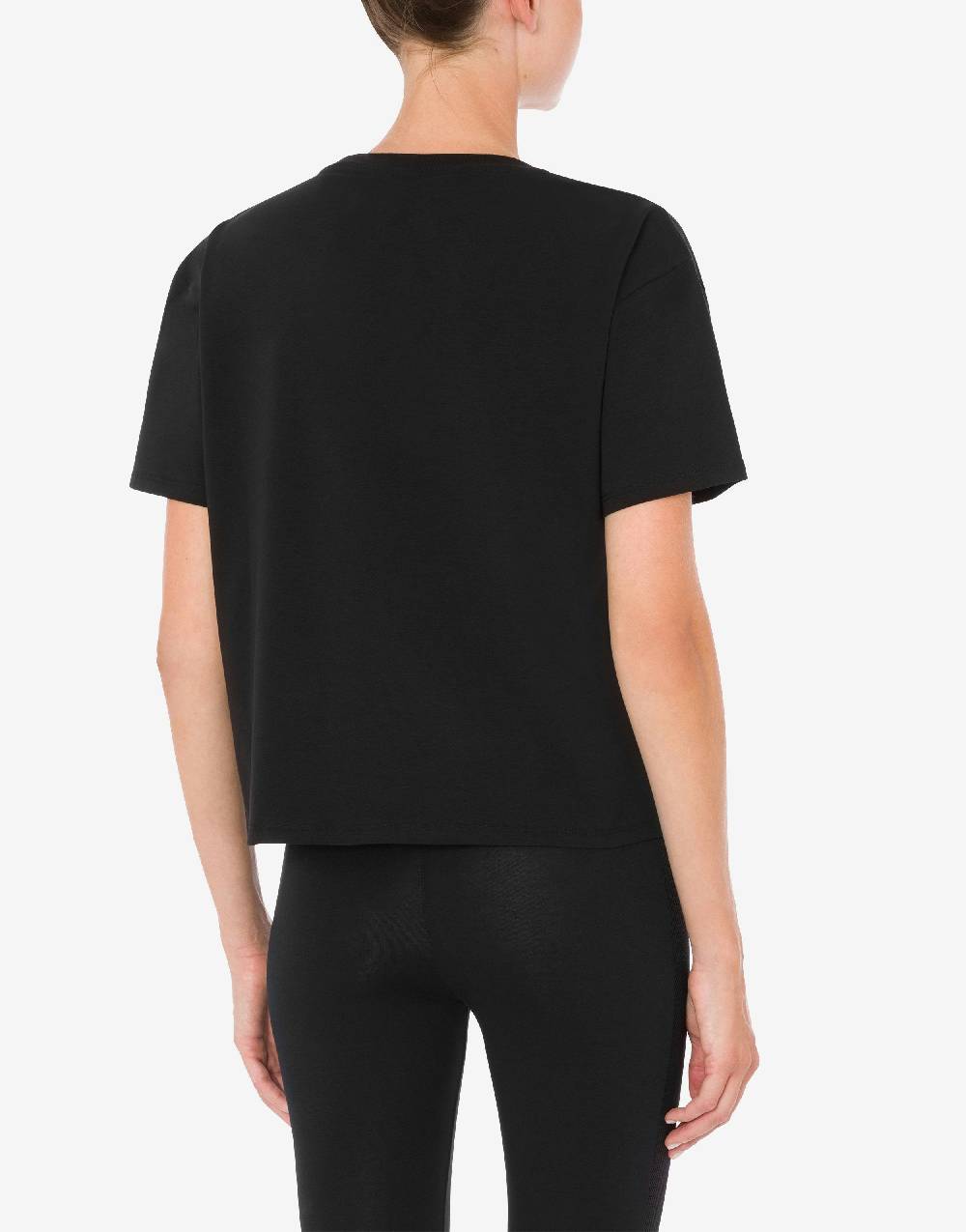 Love Moschino T-shirt in jersey stretch Flock Teddy Bear Promozione Limitata