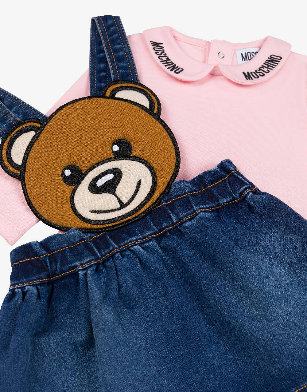 Love Moschino Completo blusa e gonna salopette Moschino Teddy Bear Offerte