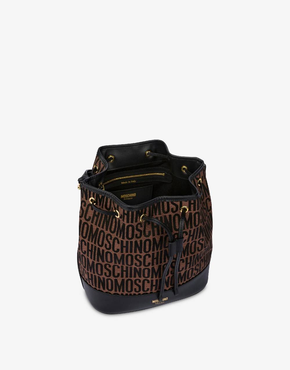 Love Moschino Borsa a secchiello in nylon Allover Logo Italy
