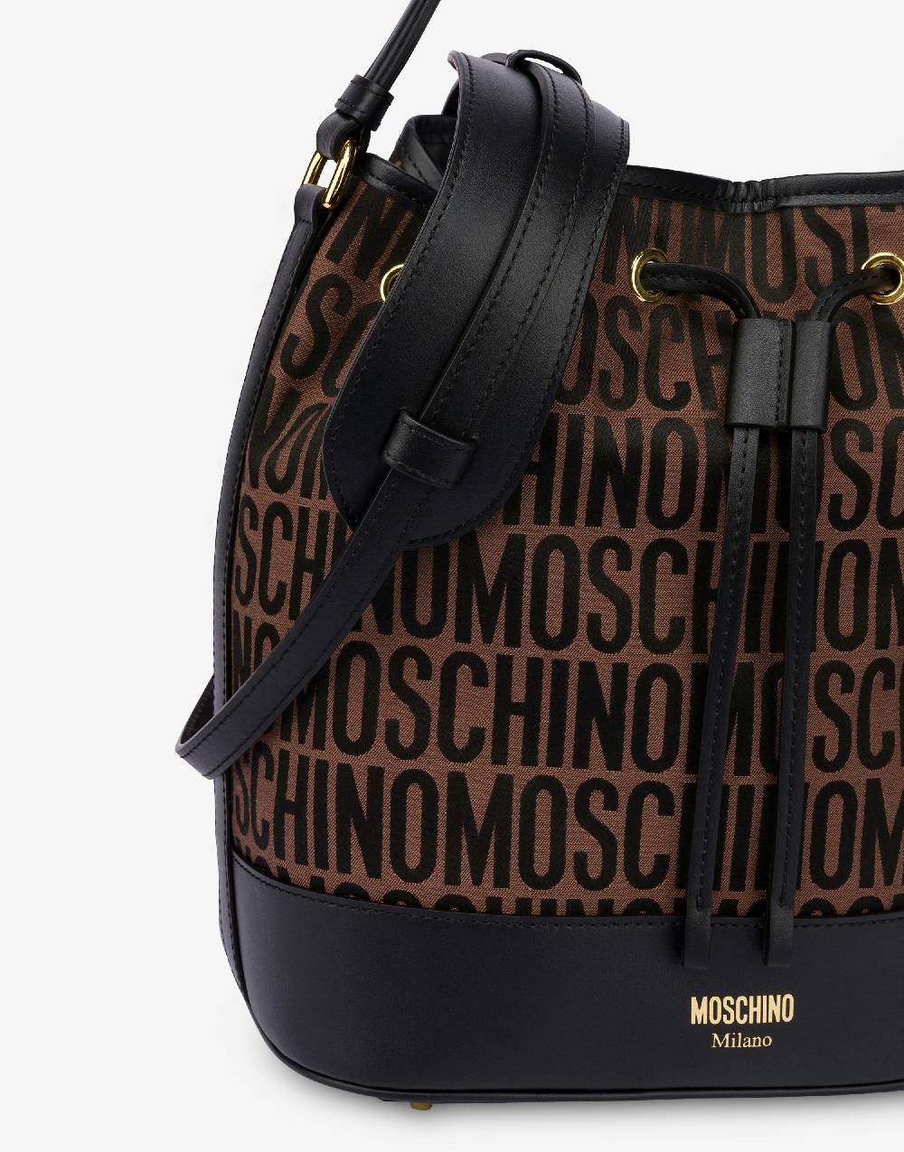 Love Moschino Borsa a secchiello in nylon Allover Logo Italy