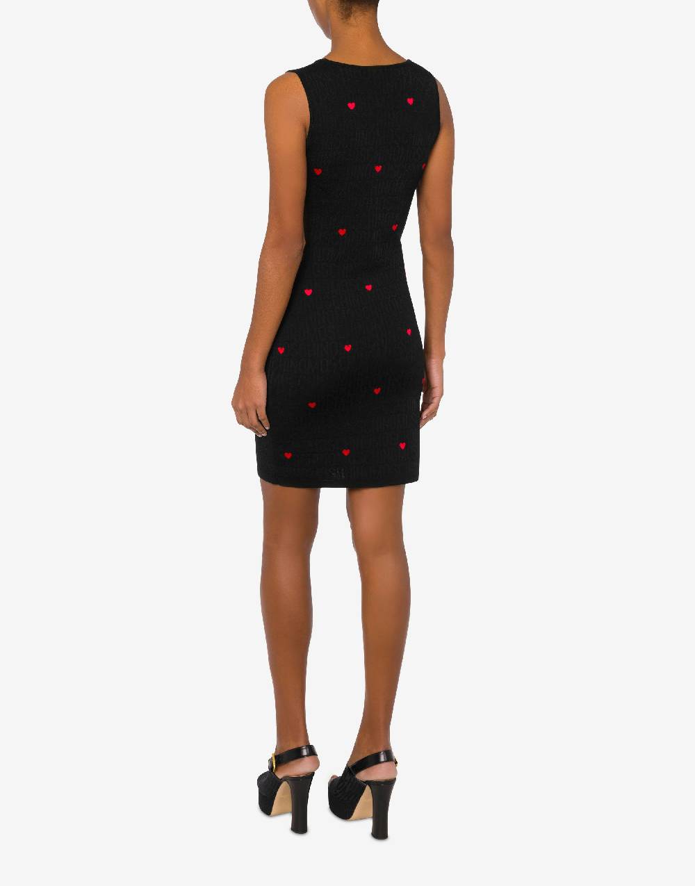Love Moschino Abito in lana con cuori Allover Logo In Linea