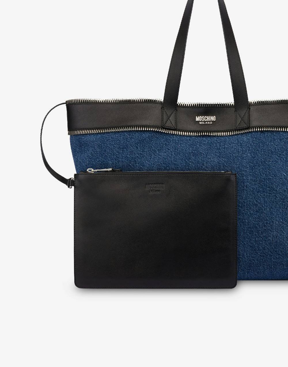 Love Moschino Shopper in denim Moschino Rider Shopping Online