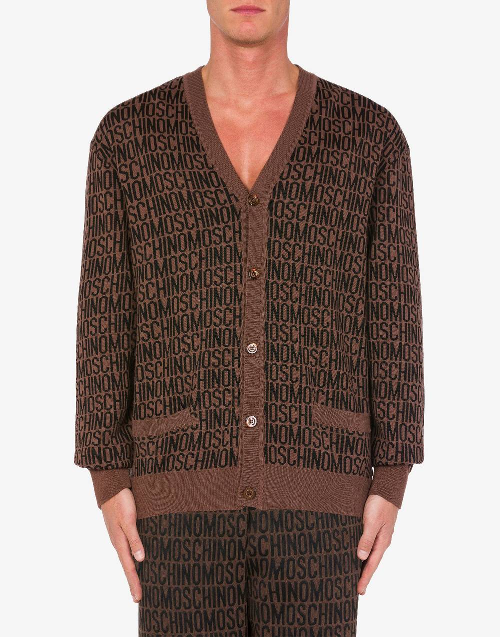 Love Moschino Cardigan in lana jacquard Allover Logo Italy