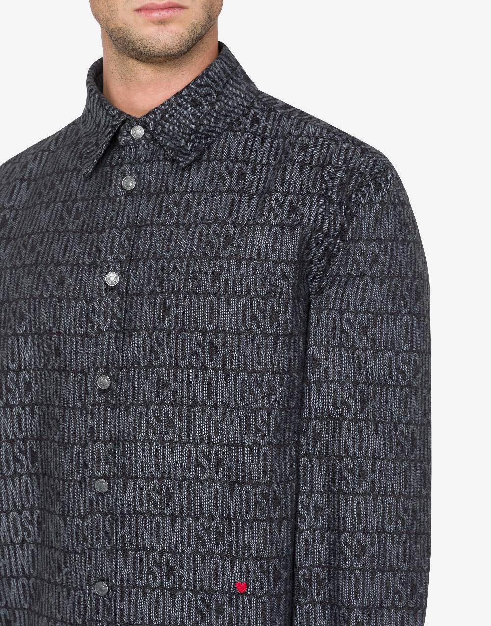 Love Moschino Camicia in denim Allover Logo In Linea