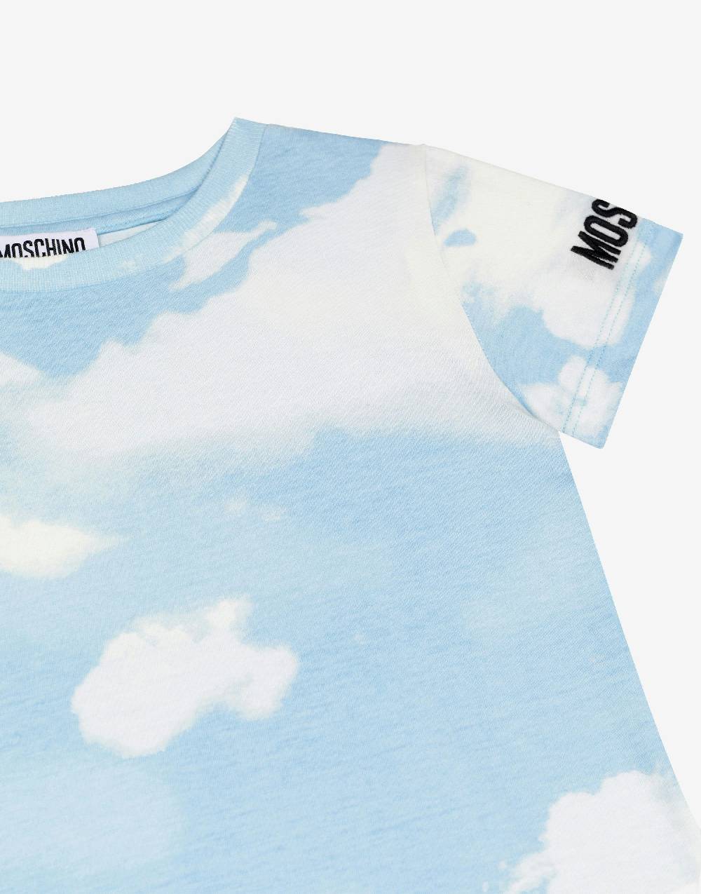 Love Moschino T-shirt in jersey Allover Clouds Liquidazione