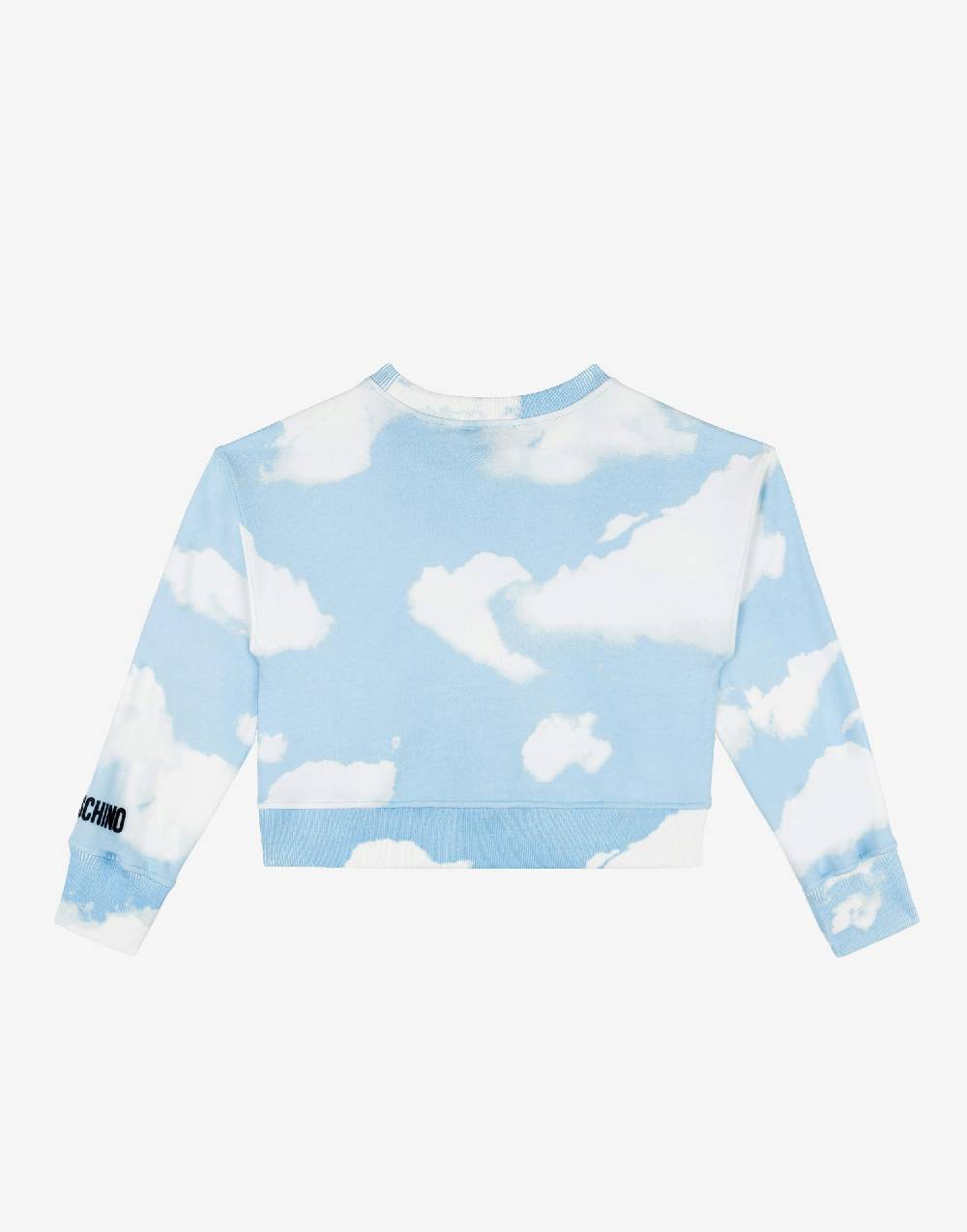 Love Moschino Felpa in cotone Allover Clouds Offerte speciali