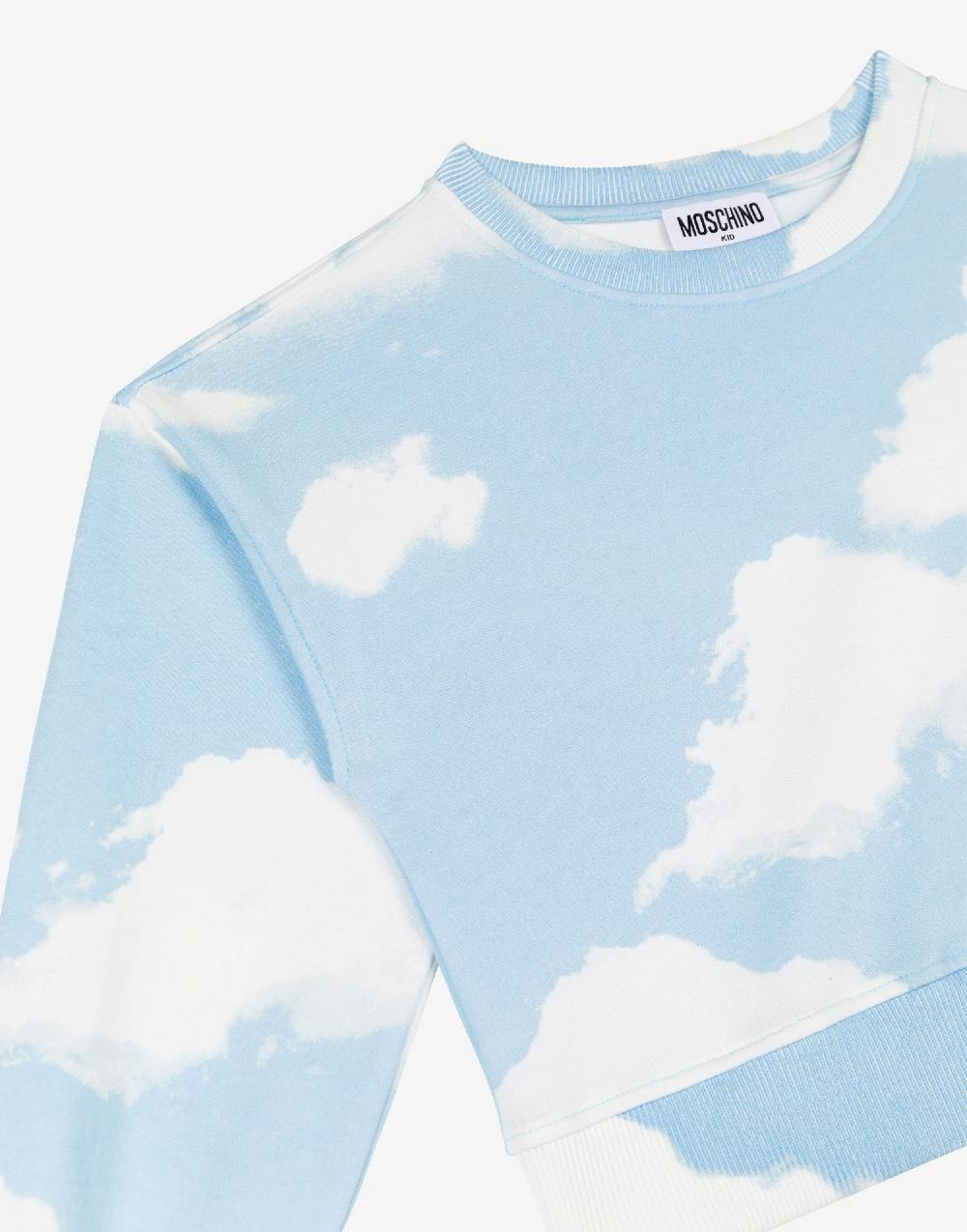 Love Moschino Felpa in cotone Allover Clouds Offerte speciali