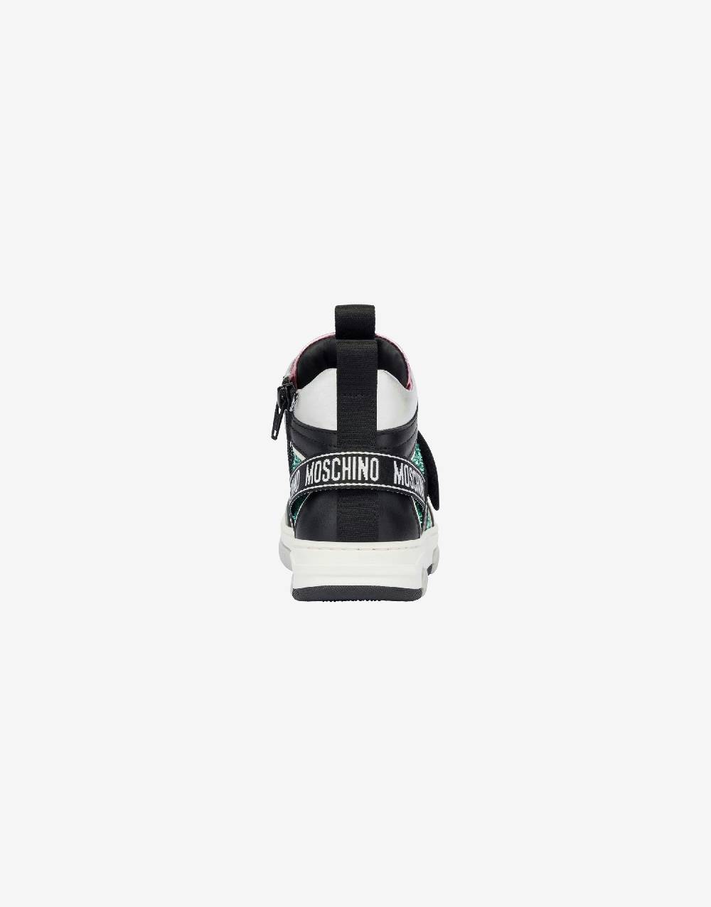 Love Moschino Sneakers alte in glitter e vitello Teddy Patch Moda