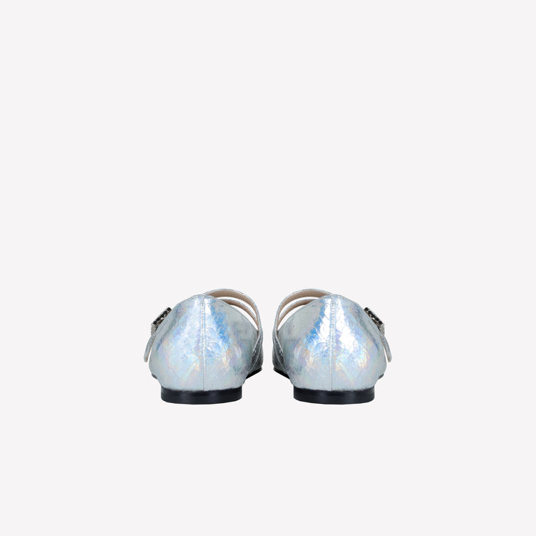 Roberto Festa BALLERINA IN PELLE LAMINATA CON DOPPIO CINTURINO E FIBBIA STRASS JULIE Outlet