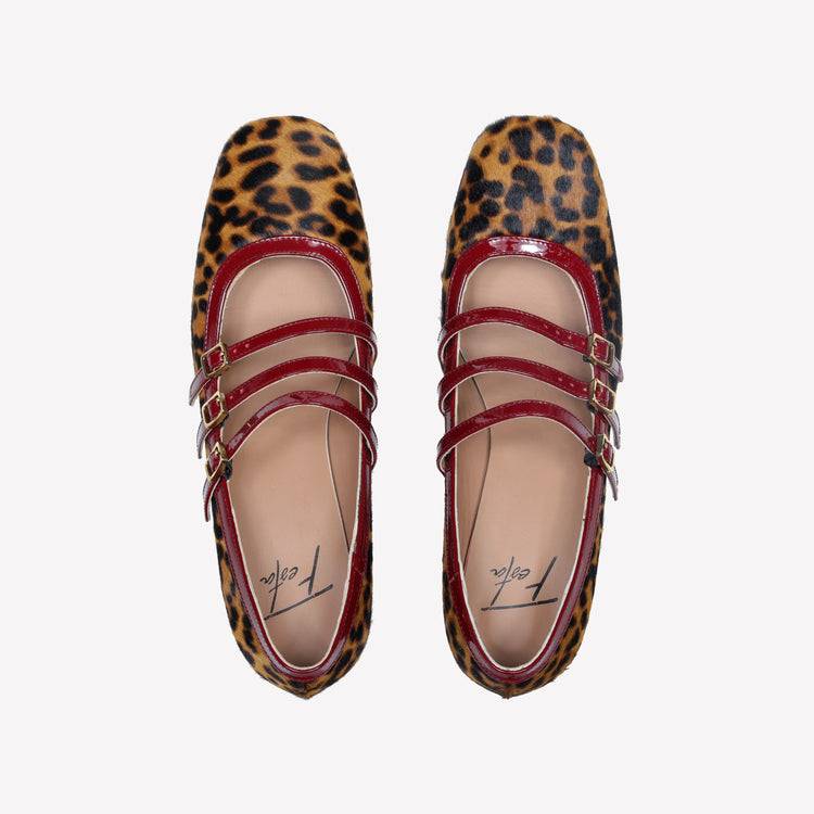 Roberto Festa DECOLLETE’ MARY JANE IN PELLE DI VITELLO CON STAMPA LEOPARDATA E CINTURINI MATY Offerte