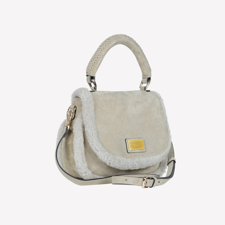 Roberto Festa BORSA CON MANICO IN CAMOSCIO COLOR LIGHT TAUPE CON RIPORTI IN MONTONE TAUPE VIBE Promozione