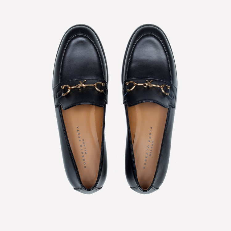 Roberto Festa MOCASSINO IN NAPPA CON ACCESSORIO MORSETTO ORO AXEL Sostegno trimestrale