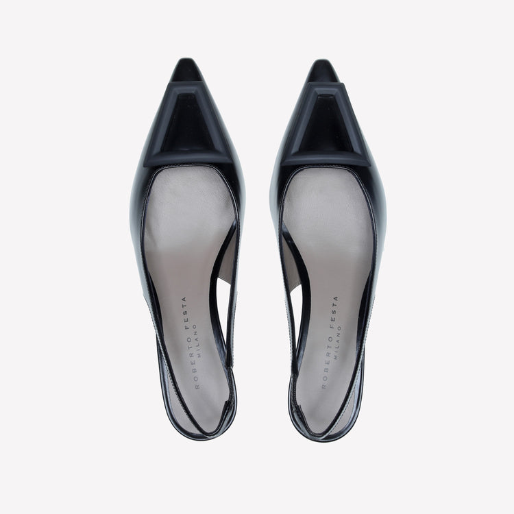 Roberto Festa SLINGBACK IN VITELLO SPAZZOLATO NERO CON FIBBIA GOMMATA DORIEN Offerta