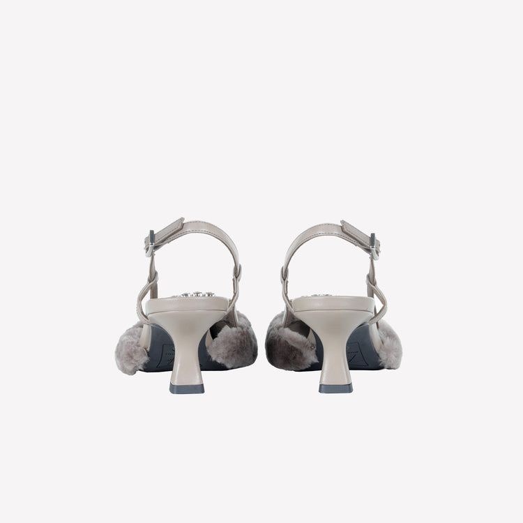 Roberto Festa SLINGBACK IN VISONE NUTRIA CON FIBBIA QUADRA CON CRISTALLI STEFI Vendite Flash