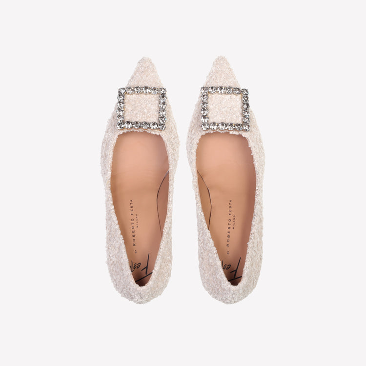 Roberto Festa DÉCOLLETÉ IN BOUCLÉ BIANCO CON ACCESSORIO STRASS LILLY Acquista Ora