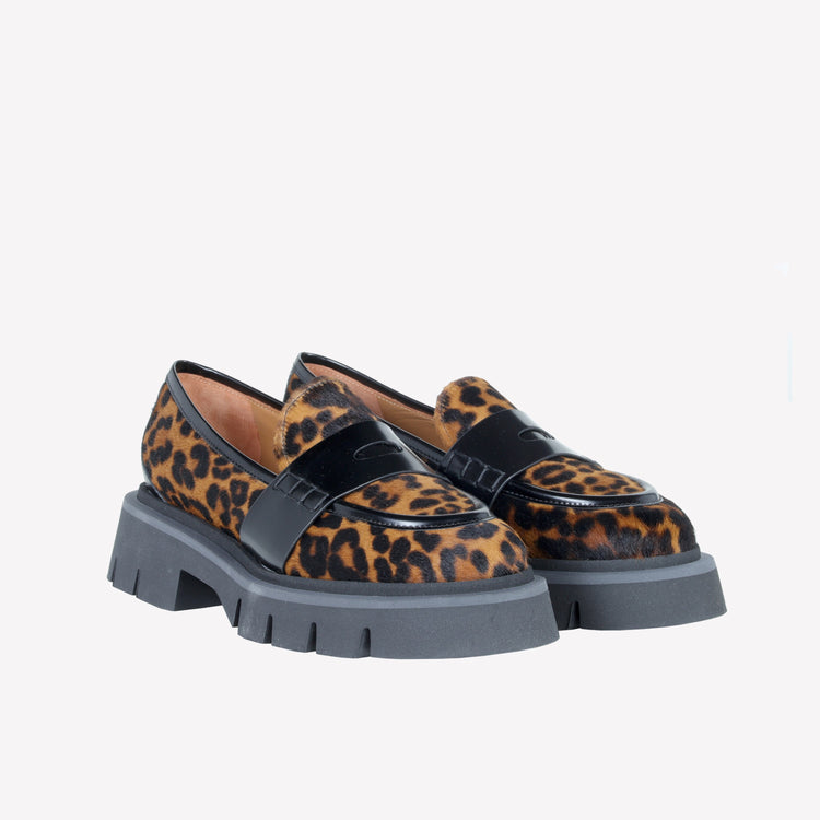 Roberto Festa MOCASSINO IN PELLE DI VITELLO CON STAMPA LEOPARDATA ALIAH Presa