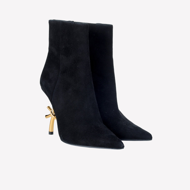 Roberto Festa ANKLE BOOT IN CAMOSCIO CON TACCO SCULTURA LOGO SCARLETT Offerte