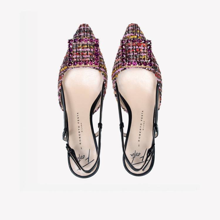 Roberto Festa slingback in pave multicolor e accessorio strass stefy Hotsell