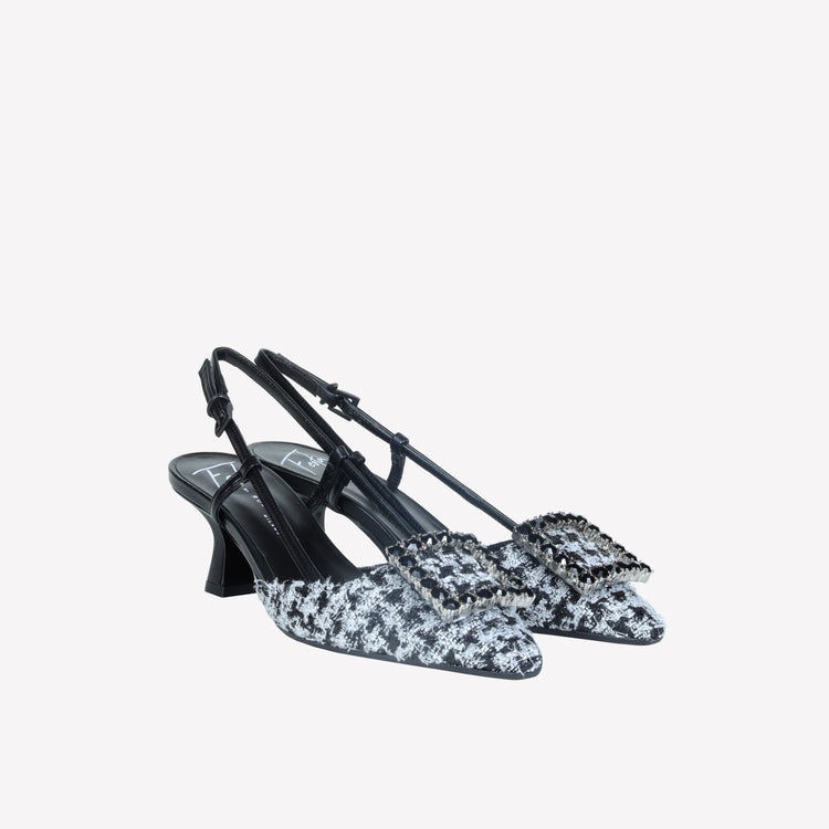 Roberto Festa slingback in poule nero e accessorio strass stefy Vendita Calda