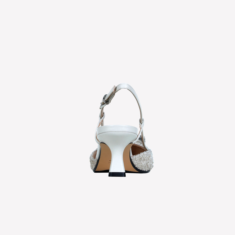 Roberto Festa slingback in boucle cream e accessorio strass stefy Vendita Economica