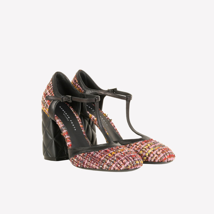 Roberto Festa DÉCOLLETÉ T-STRAP IN BOUCLÉ MULTICOLOR OLIMPYA Lightning offer