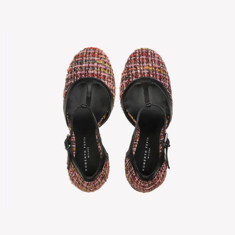 Roberto Festa DÉCOLLETÉ T-STRAP IN BOUCLÉ MULTICOLOR OLIMPYA Lightning offer