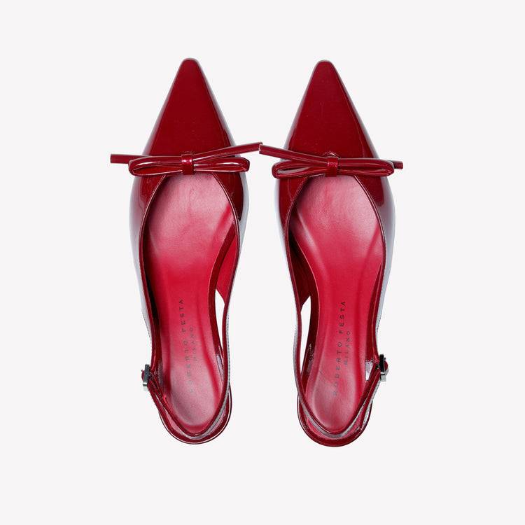 Roberto Festa SLINGBACK IN VERNICE ROSSA CON FIOCCHETTO SENYA Offerte stagionali