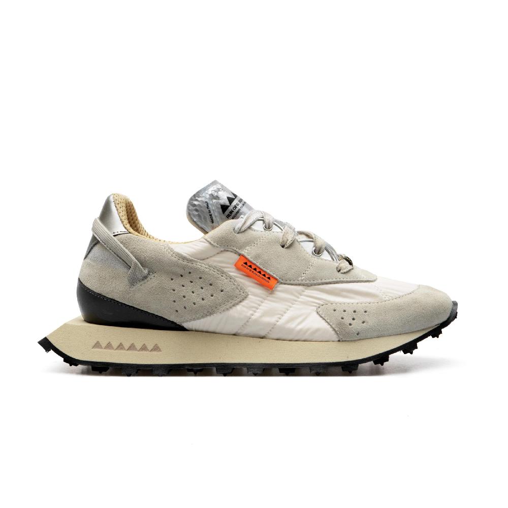RUN OF Vaporix sneakers in pelle scamosciata stone e nylon con effetto vintage UV In Vendita