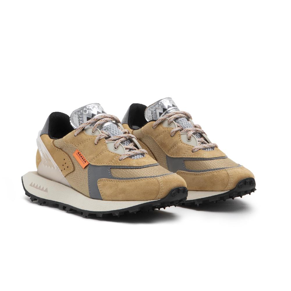 RUN OF Atene sneakers in pelle scamosciata marrone chiaro nabuk e nylon Saldi