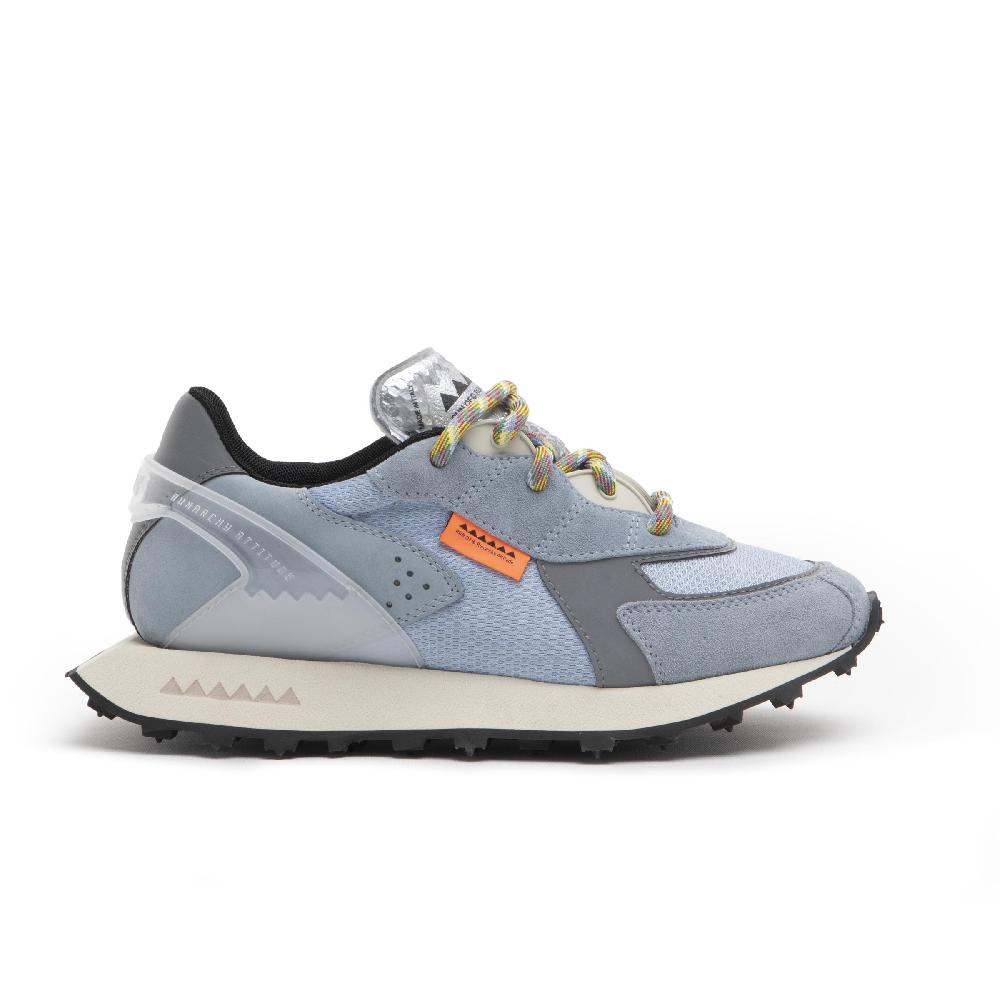 RUN OF Stramilano sneakers celesti in pelle scamosciata nabuk e nylon Hotsell