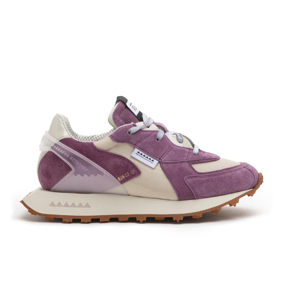 RUN OF Grape sneakers in pelle scamosciata viola e mesh Offerta temporanea