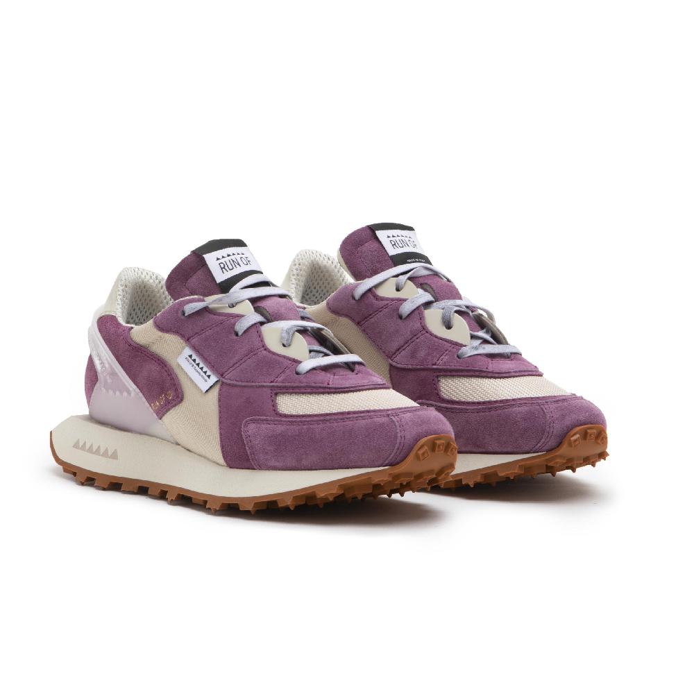 RUN OF Grape sneakers in pelle scamosciata viola e mesh Offerta temporanea