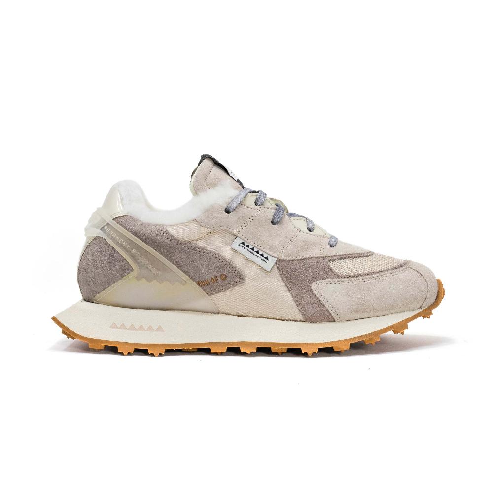 RUN OF Finch SH sneakers in pelle scamosciata shearling e nylon web ufficiale Nuova